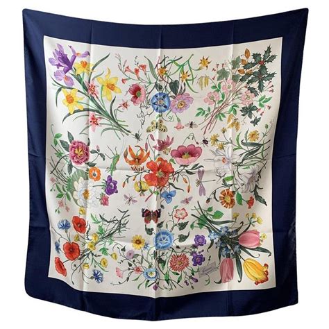 gucci scarf blue flowers